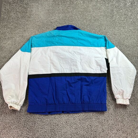 VINTAGE Van Heusen Jacket Mens M Blue White Coloblock Sailing Windbreaker READ - Picture 11 of 15